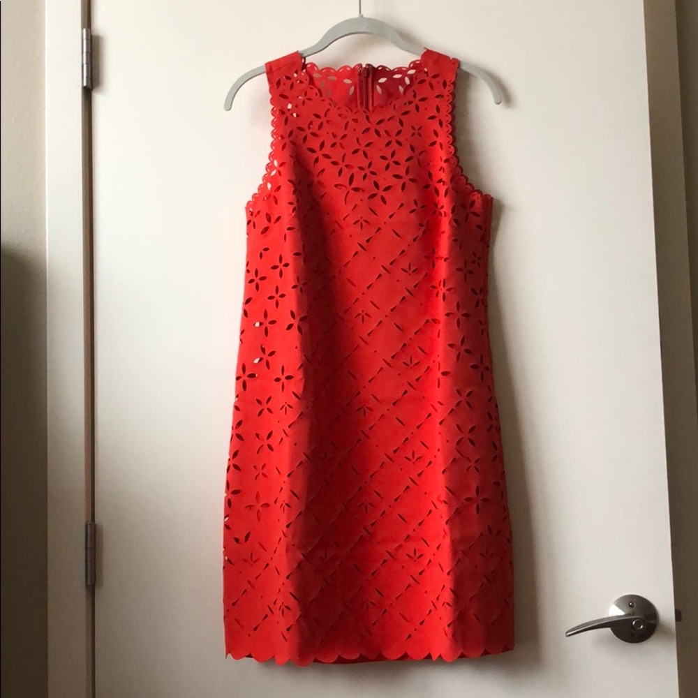 NWT JCrew red orange cutout dress